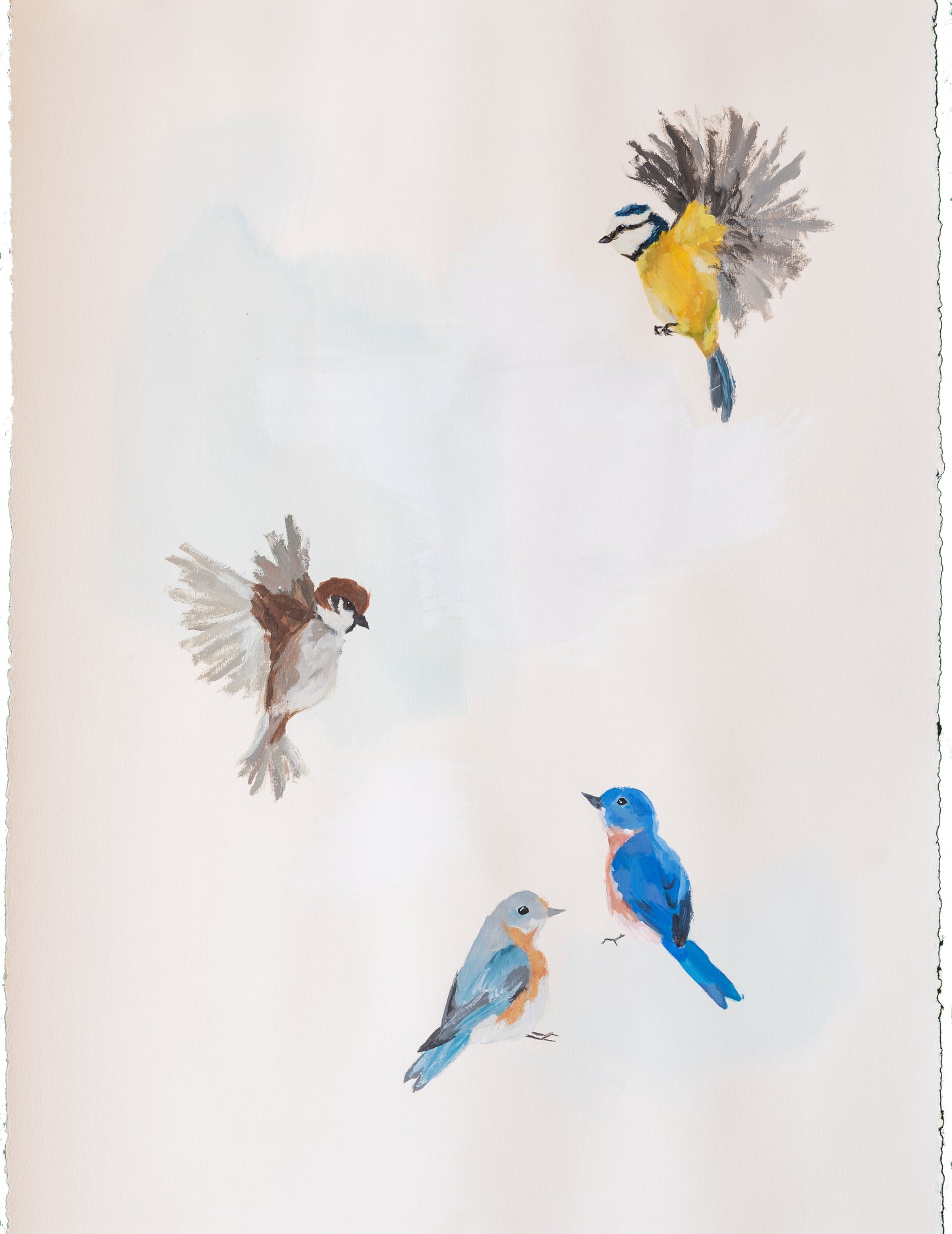 painting of 4 birds